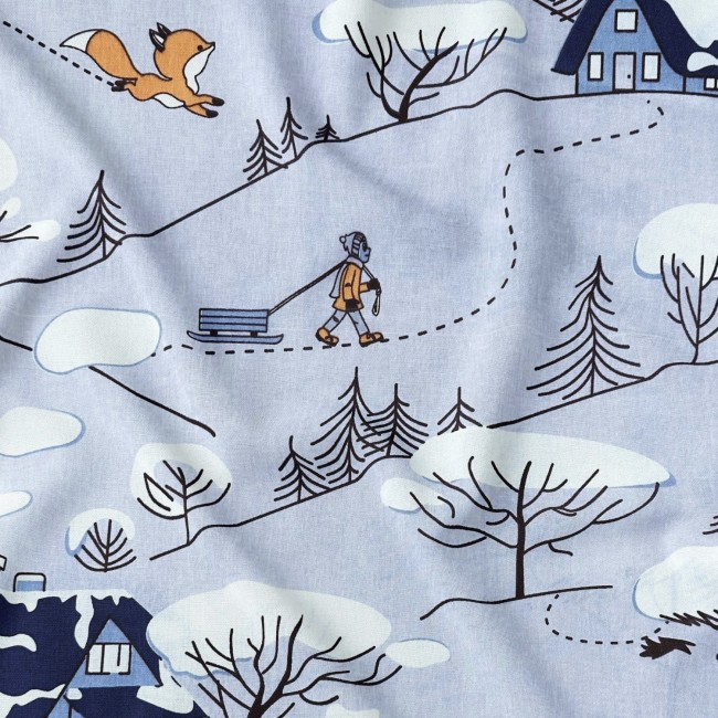 Бавовняна тканина - Різдвяне зимове село