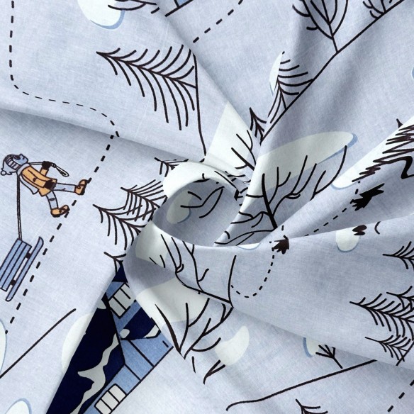 Бавовняна тканина - Різдвяне зимове село