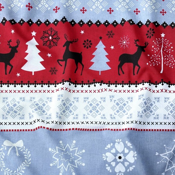 Tkanina bawełniana - Świąteczna sweterek renifer czerwony