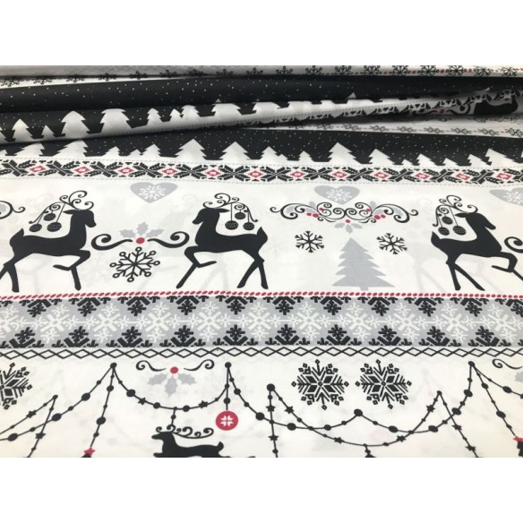 Tkanina bawełniana - Świąteczna sweterek renifer czarny