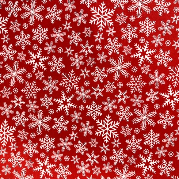 Tkanina bawełniana - Świąteczne śnieżynki czerwone
