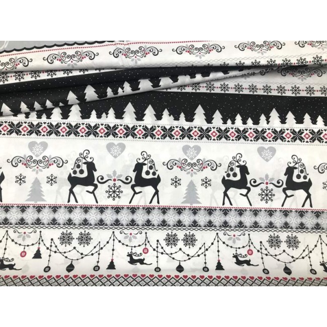 Tkanina bawełniana - Świąteczna sweterek renifer czarny