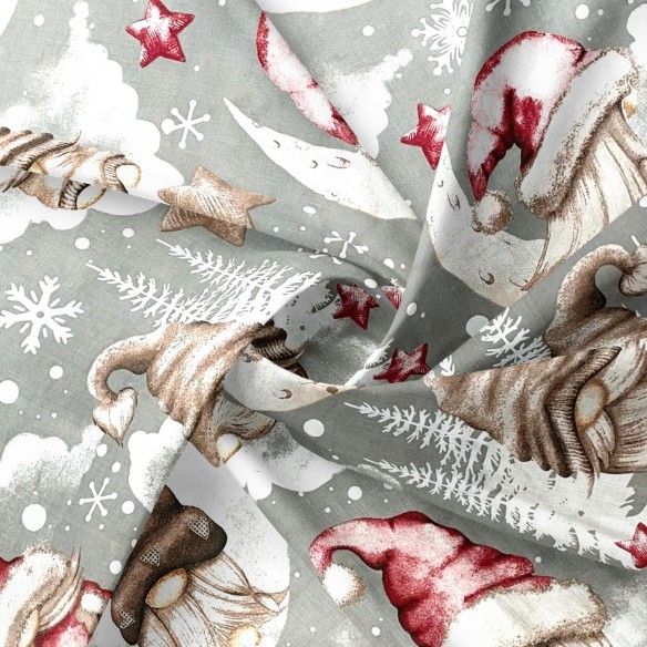 Бавовняна тканина - різдвяні червоні гноми