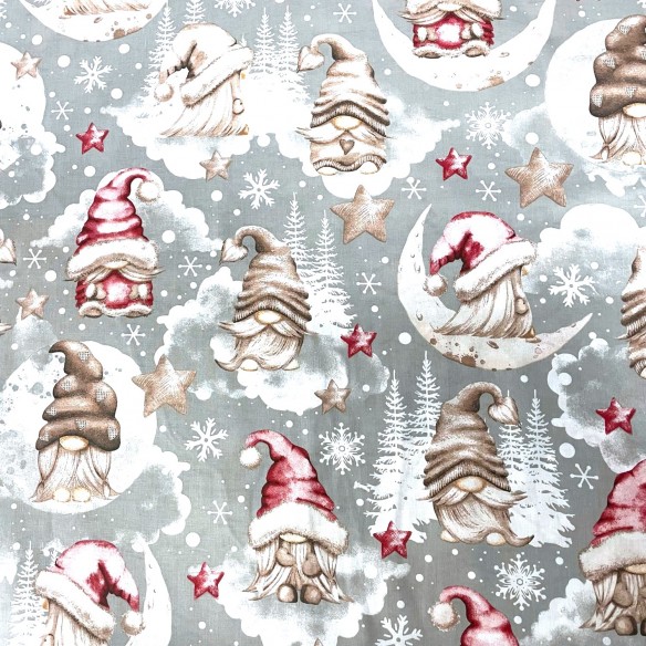Бавовняна тканина - різдвяні червоні гноми