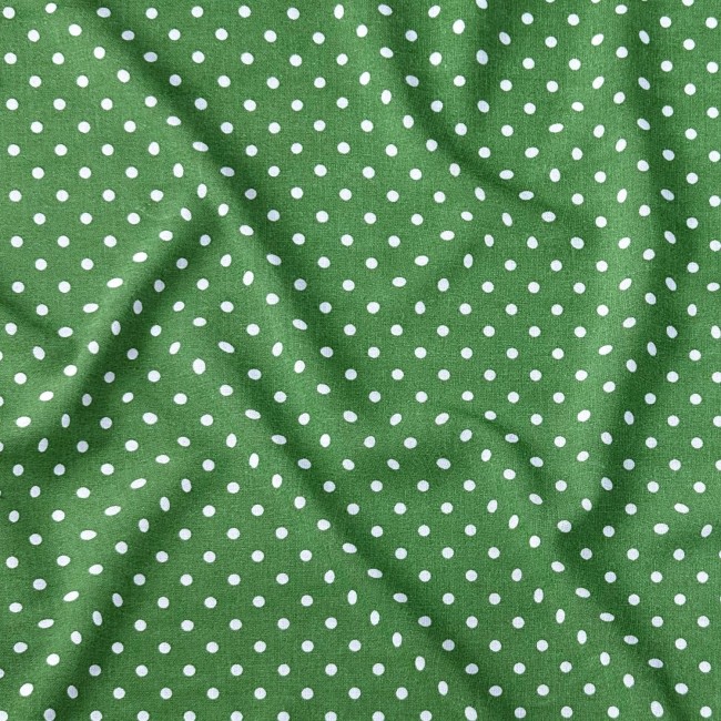 Tkanina bawełniana - Groszki zielone 4mm