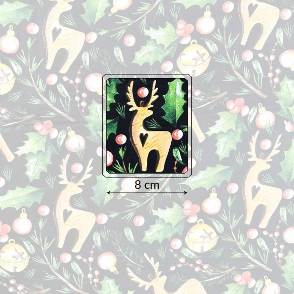 Tkanina bawełniana - Renifer, mikołaj i bałwanek, czerwony - Cottye.pl