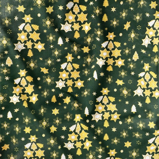 Бавовняна тканина - Золоті Ялинки Зелені