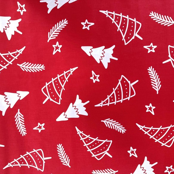 Бавовняна тканина - новорічні сніжинки та олені, зеленого кольору