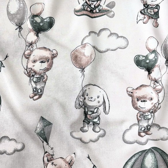 Бавовняна тканина - ведмедики, зайчики та парасольки