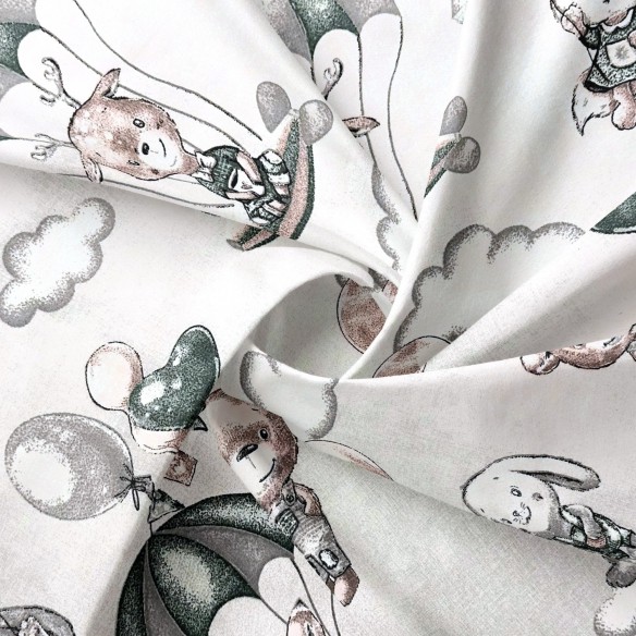 Бавовняна тканина - ведмедики, зайчики та парасольки