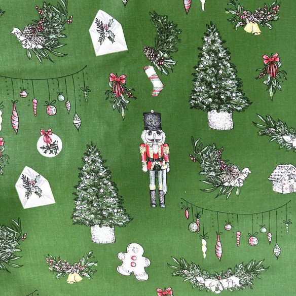 Бавовняна тканина - Різдвяний Лускунчик, сірий