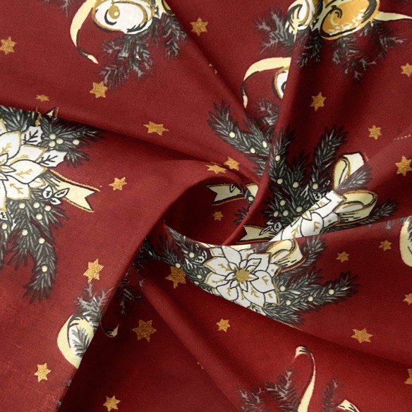 Бавовняна тканина - різдвяні червоні сніжинки