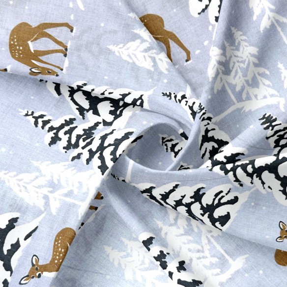 Бавовняна тканина - різдвяний олень і Санта Клаус, червоний