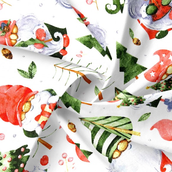 Бавовняна тканина - різдвяний олень і Санта Клаус, червоний