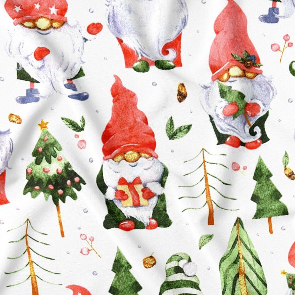 Бавовняна тканина - різдвяний олень і Санта Клаус, червоний