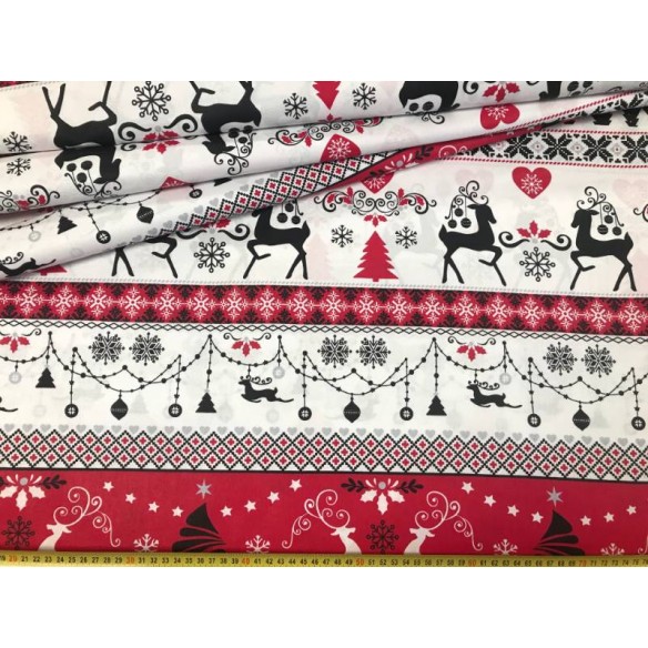 Бавовняна тканина - новорічний светр червоно-чорний
