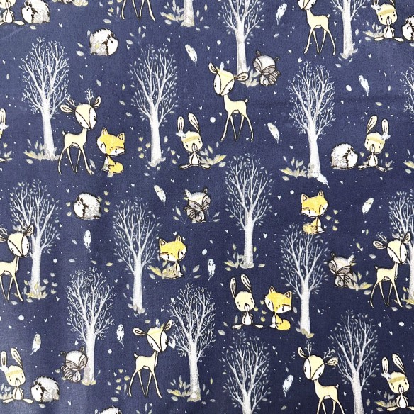 Бавовняна тканина - Палевий єнот і їжак на гранаті