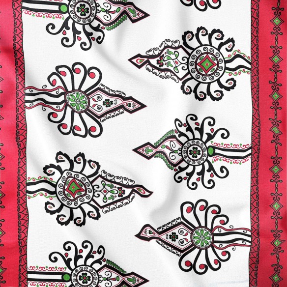 Tkanina bawełniana - Parzenice góralskie folklor czerwone