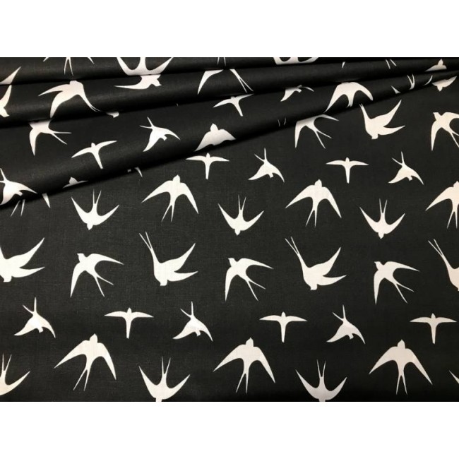 Бавовняна тканина - білі ластівки на чорному
