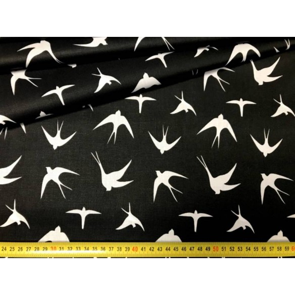Бавовняна тканина - білі ластівки на чорному