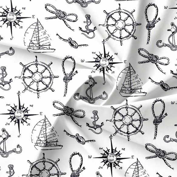 Бавовняна тканина - кермо, компас і мотузки