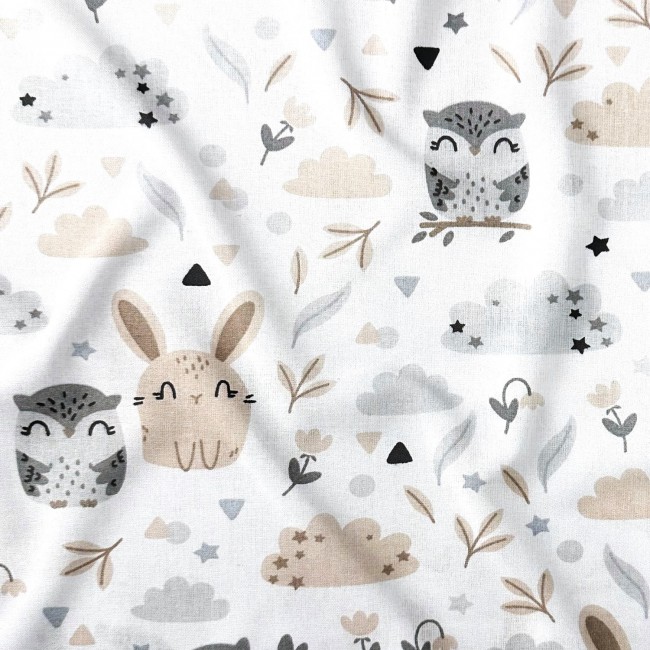 Бавовняна тканина - Дитячі сови та зайчики