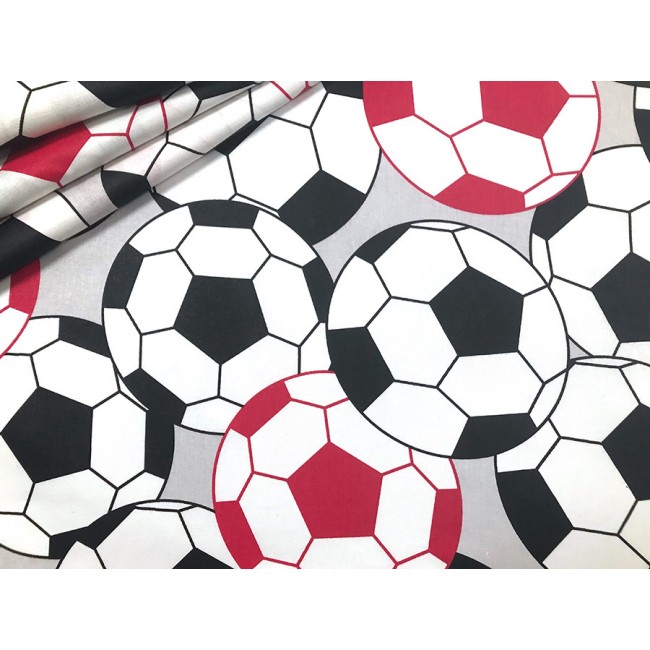 Tkanina bawełniana - Biało czerwone piłki