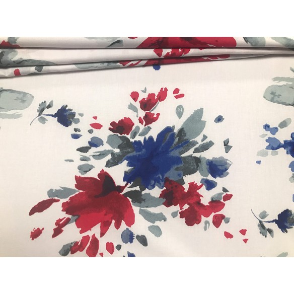 Tkanina bawełniana - Kwiaty malowane duże