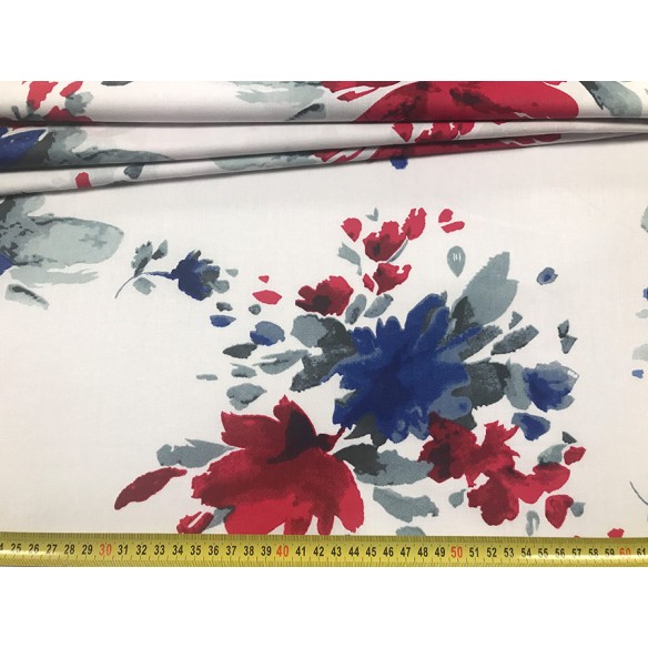 Tkanina bawełniana - Kwiaty malowane duże