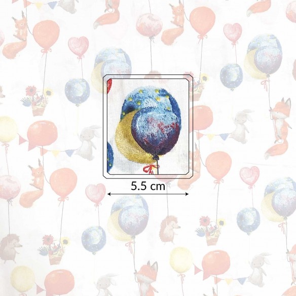 Tkanina bawełniana - Lisy jeże kwiaty i balony