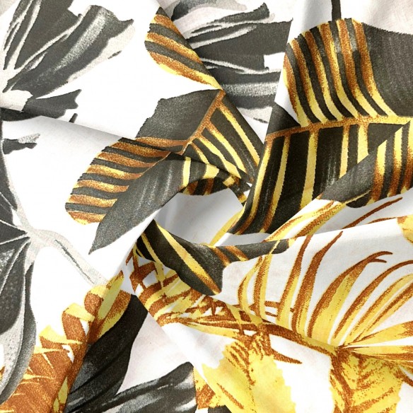 Tkanina bawełniana - Monstera złoto butelkowa