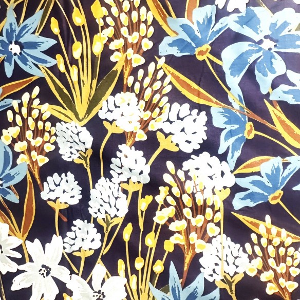 Бавовняна тканина - Бірюзовий та білий лотос