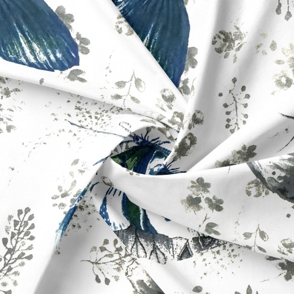 Tkanina bawełniana - Motylki niebieskie