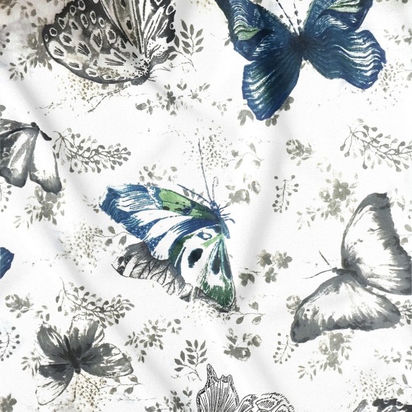 Tkanina bawełniana - Motylki niebieskie