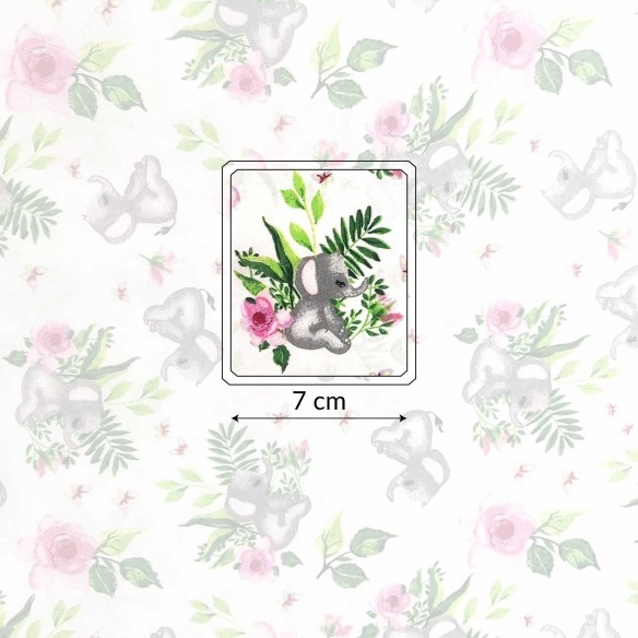 Бавовняна тканина - Слони та троянди