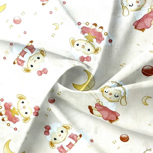 Tkanina bawełniana - Owieczka w chmurkach