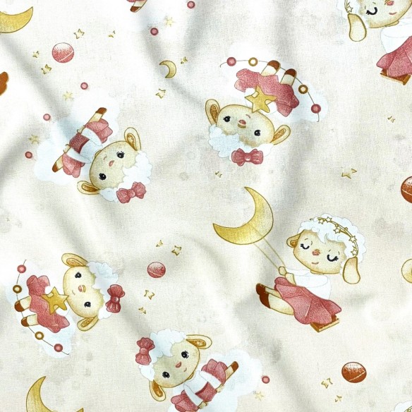 Tkanina bawełniana - Owieczka w chmurkach