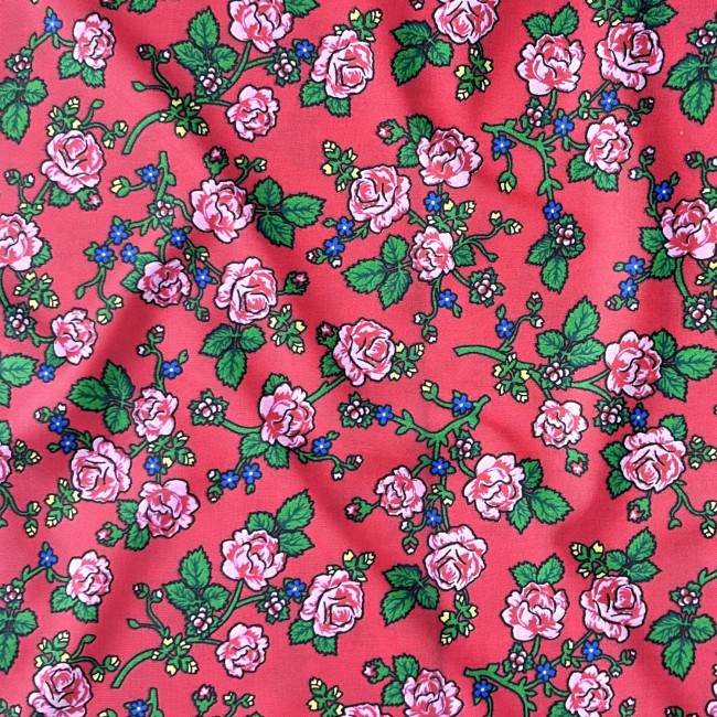 Бавовняна тканина - Червоні квіти горця II