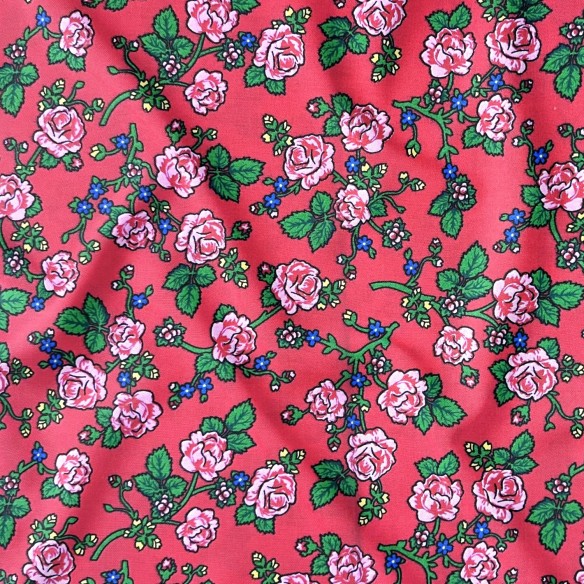 Бавовняна тканина - Червоні квіти горця II