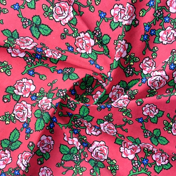 Бавовняна тканина - Червоні квіти горця II