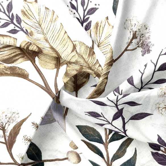 Бавовняна тканина - Флористика, бежевий