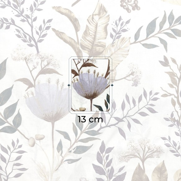 Бавовняна тканина - Флористика, бежевий