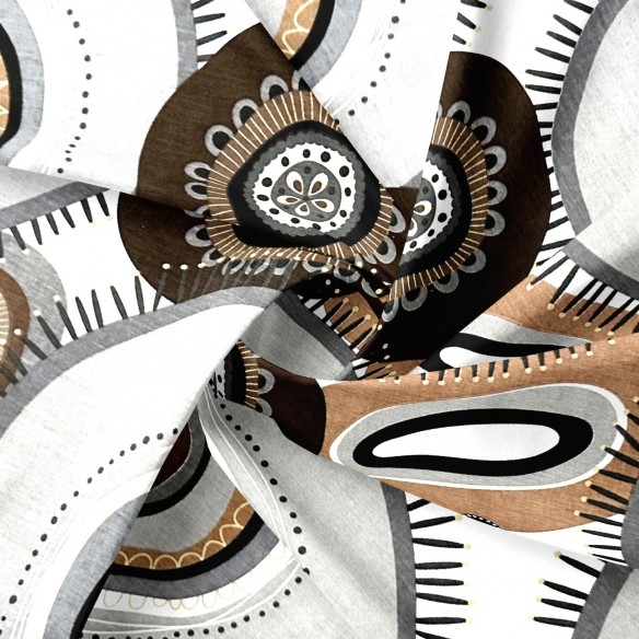 Бавовняна тканина - Коричневі БОГО колеса