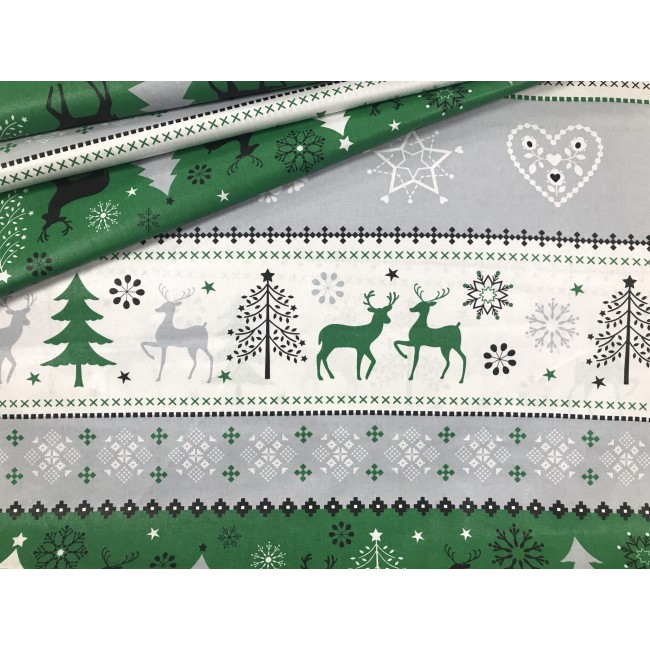Tkanina bawełniana - Świąteczna sweterek renifer zielony