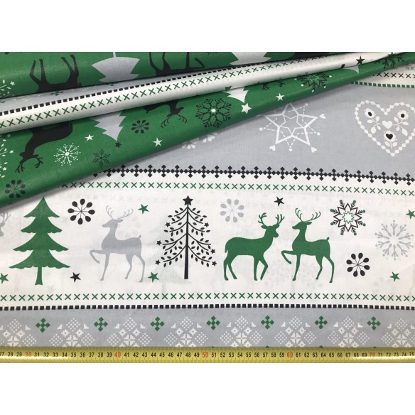 Tkanina bawełniana - Świąteczna sweterek renifer zielony