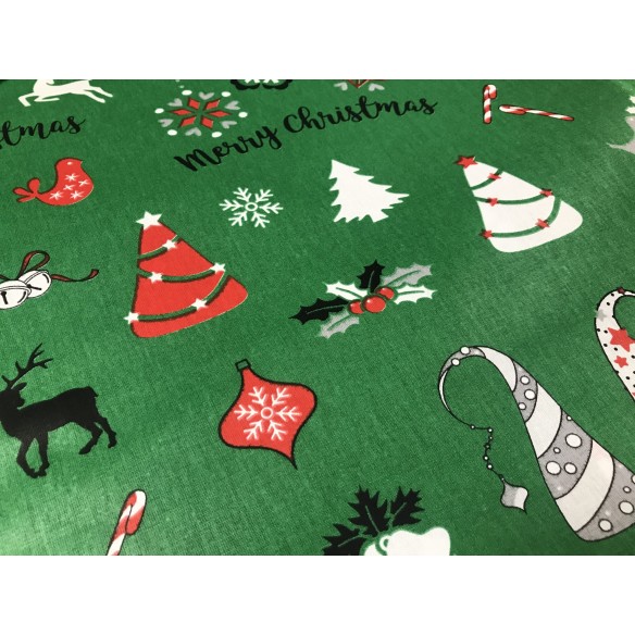 Tkanina bawełniana - Świąteczna christmas zielony