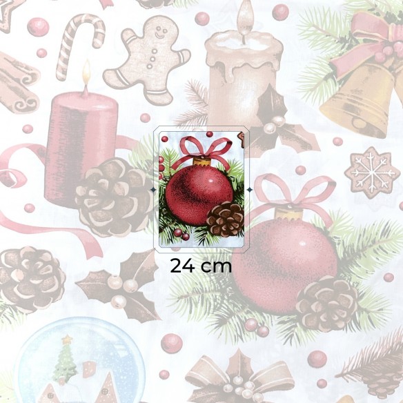 Бавовняна тканина - Різдвяна декорація, біла