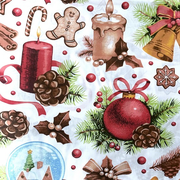 Бавовняна тканина - Різдвяна декорація, біла