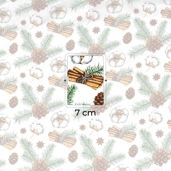 Бавовняна тканина - Різдвяні прикраси, білі