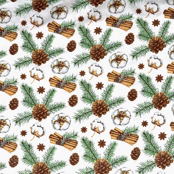 Бавовняна тканина - Різдвяні прикраси, білі